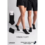 Aytuğ&Mısırlı SOCKSMAX Pamuklu Unisex Üçlü Patik Çorap Siyah
