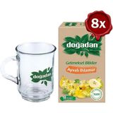 Ayvalı Ihlamur Çay 18'li x 8 ve Doğadan Cam Bardak Hediyeli