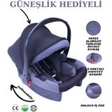 Ayvella Yeni Güneşlikli Lüx Pedli Emniyet Kemerli Taşıma Puseti Ana Kucağı Oto Koltuğuna Sabitlenir - Antrasit