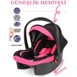 Ayvella Yeni Güneşlikli Lüx Pedli Emniyet Kemerli Taşıma Puseti Ana Kucağı Oto Koltuğuna Sabitlenir - Candy Pembe
