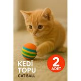 Ayver 2 ADET RENKLİ SERT SÜNGER 3,5 CM KEDİ TOPU KEDİ OYUNCAĞI CAT BALL