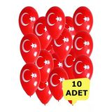 Ayver Lateks Ay Yıldız Baskılı Balon Türk Bayrağı Kırmızı Beyaz Balon 10 Adet