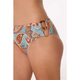 Ayyıldız 4600 Mavi Şal Desenli Straplez Bikini Takımı - 38 - Mavi - Turuncu