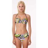 Ayyıldız 4600 Sarı Lila Desenli Straplez Bikini Takımı - 40 - Sarı - Lila