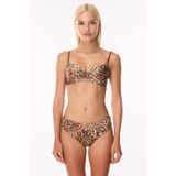 AYYILDIZ 5630-E455 LEOPAR 5630 Simli Leopar Desenli Balkonet Bikini Takımı