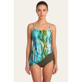 AYYILDIZ 6635-E416 YEŞİL- 6635 Yeşil Turkuaz Desenli Uzun Tankini