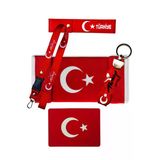 Ayyıldız Desenli Türk Bayraklı Torpido Koruyucu Pelüş Örtü & Türk Bayraklı Oto Aksesuar Seti