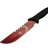 Ayyıldız MF033 RD Kırmızı Av Bıçağı 31cm - Testere Detaylı Bıçak, Oluklu, Kılıflı, Plastik Sap