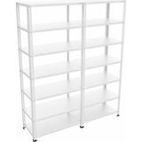 Ayyıldız Raf 31X186X200 cm Ikili Seri Bağlantılı 7 Katlı Modüler Çelik Raf Sistemi – Elektrostatik Fırın Boyalı Çok Amaçlı Depolama ve Ayakkabılık Rafı - Beyaz