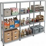 Ayyıldız Raf 31X279X200 cm Üçlü Seri Bağlantılı 4 Katlı Modüler Çelik Raf Sistemi – Elektrostatik Fırın Boyalı Çok Amaçlı Depolama ve Ayakkabılık Rafı - Gri