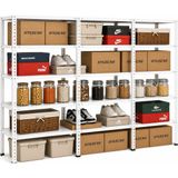 Ayyıldız Raf 31X279X200 cm Üçlü Seri Bağlantılı 6 Katlı Modüler Çelik Raf Sistemi – Elektrostatik Fırın Boyalı Çok Amaçlı Depolama ve Ayakkabılık Rafı - Beyaz