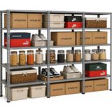 Ayyıldız Raf 31X279X200 cm Üçlü Seri Bağlantılı 6 Katlı Modüler Çelik Raf Sistemi – Elektrostatik Fırın Boyalı Çok Amaçlı Depolama ve Ayakkabılık Rafı - Gri