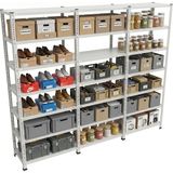 Ayyıldız Raf 31X279X200 cm Üçlü Seri Bağlantılı 7 Katlı Modüler Çelik Raf Sistemi – Elektrostatik Fırın Boyalı Çok Amaçlı Depolama ve Ayakkabılık Rafı - Beyaz