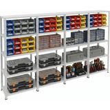 Ayyıldız Raf 31X372X200 cm Dörtlü Seri Bağlantılı 5 Katlı Modüler Çelik Raf Sistemi – Elektrostatik Fırın Boyalı Çok Amaçlı Depolama ve Ayakkabılık Rafı - Beyaz