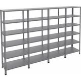 Ayyıldız Raf 31X372X200 cm Dörtlü Seri Bağlantılı 6 Katlı Modüler Çelik Raf Sistemi – Elektrostatik Fırın Boyalı Çok Amaçlı Depolama ve Ayakkabılık Rafı - Gri