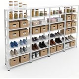 Ayyıldız Raf 31X372X200 cm Dörtlü Seri Bağlantılı 7 Katlı Modüler Çelik Raf Sistemi – Elektrostatik Fırın Boyalı Çok Amaçlı Depolama ve Ayakkabılık Rafı - Beyaz