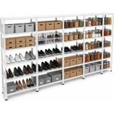 Ayyıldız Raf 31X465X200 cm Beşli Seri Bağlantılı 6 Katlı Modüler Çelik Raf Sistemi – Elektrostatik Fırın Boyalı Çok Amaçlı Depolama ve Ayakkabılık Rafı - Beyaz