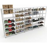 Ayyıldız Raf 31X465X200 cm Beşli Seri Bağlantılı 7 Katlı Modüler Çelik Raf Sistemi – Elektrostatik Fırın Boyalı Çok Amaçlı Depolama ve Ayakkabılık Rafı - Beyaz