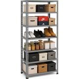 Ayyıldız Raf 31X93X200 cm 7 Katlı Modüler Çelik Raf Sistemi – Elektrostatik Fırın Boyalı Çok Amaçlı Depolama ve Ayakkabılık Rafı - Gri