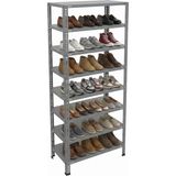 Ayyıldız Raf 31X93X200 cm 8 Katlı Modüler Çelik Raf Sistemi – Elektrostatik Fırın Boyalı Çok Amaçlı Depolama ve Ayakkabılık Rafı - Gri