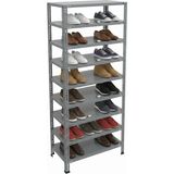 Ayyıldız Raf 31X93X200 cm 9 Katlı Modüler Çelik Raf Sistemi – Elektrostatik Fırın Boyalı Çok Amaçlı Depolama ve Ayakkabılık Rafı - Gri
