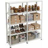 Ayyıldız Raf 43X186X200 cm Ikili Seri Bağlantılı 5 Katlı Modüler Çelik Raf Sistemi – Elektrostatik Fırın Boyalı Çok Amaçlı Depolama ve Ayakkabılık Rafı - Beyaz