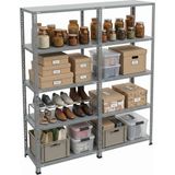 Ayyıldız Raf 43X186X200 cm Ikili Seri Bağlantılı 5 Katlı Modüler Çelik Raf Sistemi – Elektrostatik Fırın Boyalı Çok Amaçlı Depolama ve Ayakkabılık Rafı - Gri