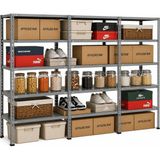 Ayyıldız Raf 43X279X200 cm Üçlü Seri Bağlantılı 6 Katlı Modüler Çelik Raf Sistemi – Elektrostatik Fırın Boyalı Çok Amaçlı Depolama ve Ayakkabılık Rafı - Gri