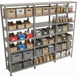 Ayyıldız Raf 43X279X200 cm Üçlü Seri Bağlantılı 7 Katlı Modüler Çelik Raf Sistemi – Elektrostatik Fırın Boyalı Çok Amaçlı Depolama ve Ayakkabılık Rafı - Gri