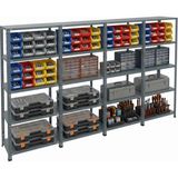 Ayyıldız Raf 43X372X200 cm Dörtlü Seri Bağlantılı 5 Katlı Modüler Çelik Raf Sistemi – Elektrostatik Fırın Boyalı Çok Amaçlı Depolama ve Ayakkabılık Rafı - Gri