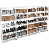 Ayyıldız Raf 43X465X200 cm Beşli Seri Bağlantılı 6 Katlı Modüler Çelik Raf Sistemi – Elektrostatik Fırın Boyalı Çok Amaçlı Depolama ve Ayakkabılık Rafı - Beyaz