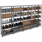 Ayyıldız Raf 43X465X200 cm Beşli Seri Bağlantılı 6 Katlı Modüler Çelik Raf Sistemi – Elektrostatik Fırın Boyalı Çok Amaçlı Depolama ve Ayakkabılık Rafı - Gri