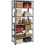 Ayyıldız Raf 43X93X200 cm 6 Katlı Modüler Çelik Raf Sistemi – Elektrostatik Fırın Boyalı Çok Amaçlı Depolama ve Ayakkabılık Rafı - Gri