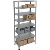 Ayyıldız Raf 43X93X200 cm 8 Katlı Modüler Çelik Raf Sistemi – Elektrostatik Fırın Boyalı Çok Amaçlı Depolama ve Ayakkabılık Rafı - Gri