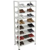 Ayyıldız Raf 43X93X200 cm 9 Katlı Modüler Çelik Raf Sistemi – Elektrostatik Fırın Boyalı Çok Amaçlı Depolama ve Ayakkabılık Rafı - Beyaz