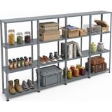 Ayyıldız Raf 59X372X200 cm Dörtlü Seri Bağlantılı 4 Katlı Modüler Çelik Raf Sistemi – Elektrostatik Fırın Boyalı Çok Amaçlı Depolama ve Ayakkabılık Rafı - Gri