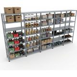 Ayyıldız Raf 59X465X200 cm Beşli Seri Bağlantılı 7 Katlı Modüler Çelik Raf Sistemi – Elektrostatik Fırın Boyalı Çok Amaçlı Depolama ve Ayakkabılık Rafı - Gri