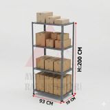 Ayyıldız Raf 59X93X200 cm 4 Katlı Modüler Çelik Raf Sistemi – Elektrostatik Fırın Boyalı Çok Amaçlı Depolama ve Ayakkabılık Rafı - Gri