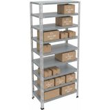Ayyıldız Raf 59X93X200 cm 9 Katlı Modüler Çelik Raf Sistemi – Elektrostatik Fırın Boyalı Çok Amaçlı Depolama ve Ayakkabılık Rafı - Gri