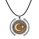 Ayyıldız Temalı İp Zincirli 925 Ayar Gümüş Madalyon Kolye