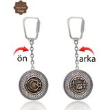 Ayyıldız ve Midyat Hatırası Çift Taraflı Oksitli Gümüş Telkari Anahtarlık 201025168