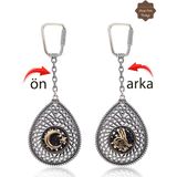 Ayyıldız ve Tuğralı Damla Model Çift Taraflı Oksitli Gümüş Telkari Anahtarlık 201025187
