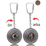 Ayyıldız ve Tuğralı Örgü Model Çift Taraflı Oksitli Gümüş Telkari Anahtarlık 201025183
