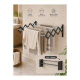 AYZ Akordiyon 70cm Çamaşır Kurutma Askısı Duvara Monte Katlanabilir Kurutmalık Banyo Balkon Antrasit