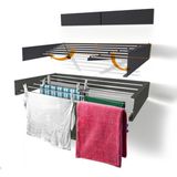 Ayz Belize 100 cm Design Kurutmalık Çamaşır Askısı Duvara Monte Katlanabilir Çamaşırlık Antrasit - Standart - Gri