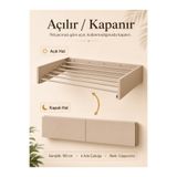 AYZ Belize 100 cm Design Kurutmalık Çamaşır Askısı Duvara Monte Katlanabilir Çamaşırlık Cappucino