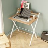 Ayz Bodo Metal Ayaklı Laptop Masası Katlanır Çalışma Masası Raflı Masa Katlanır Laptop Sehpası Beyaz- Çam - 72X50 - Beyaz - Atlantik Çam
