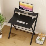Ayz Bodo Metal Ayaklı Laptop Masası Katlanır Çalışma Masası Raflı Masa Katlanır Laptop Sehpası Siyah - Siyah - 70x52