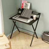 Ayz Bodo Metal Ayaklı Laptop Masası, Katlanır Çalışma Masası, Raflı Masa, Katlanır Laptop Sehpası Siyah-Siyah - 72X50