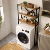 Ayz Çamaşır Makinesi Üstü Düzenleyici Raf Banyo Rafı Mutfak Rafı Deterjanlık Havlu Rafı Kiler Erzak Çok Amaçlı Metal Organizer Braga Siyah Çam - Atlantik Çam